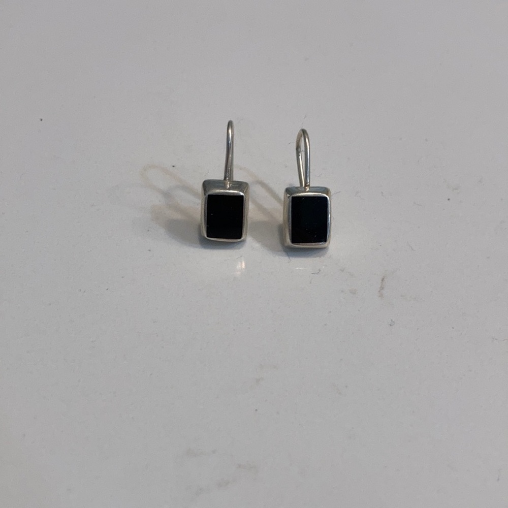 Sterling Silver and Black Earrings